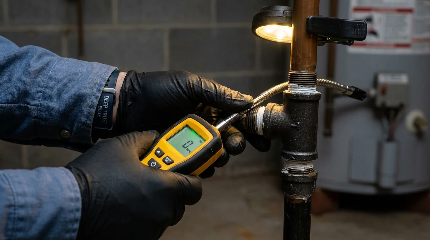 Gas leak detection with electronic sniffer by Johns Plumbing LLC in Kaplan