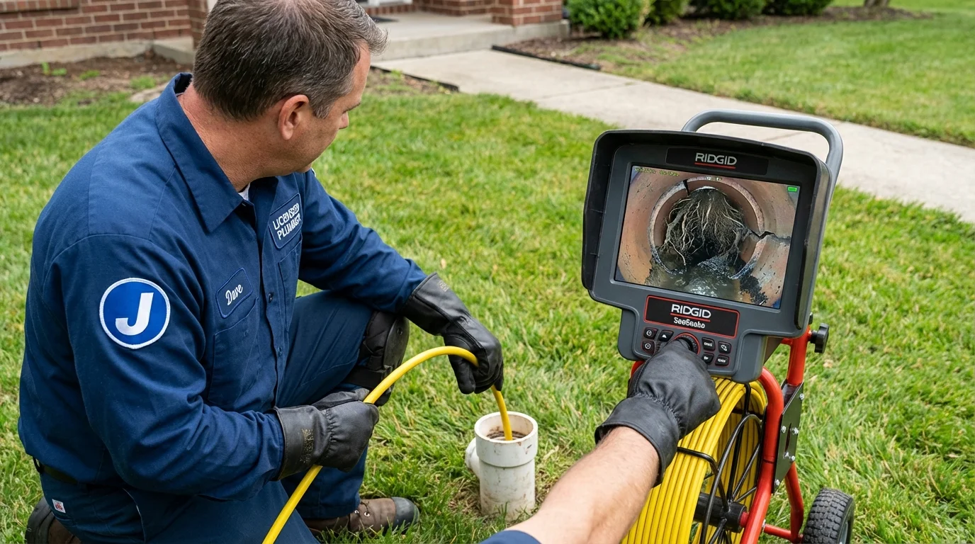 Sewer camera inspection being performed by Johns Plumbing LLC in Kaplan